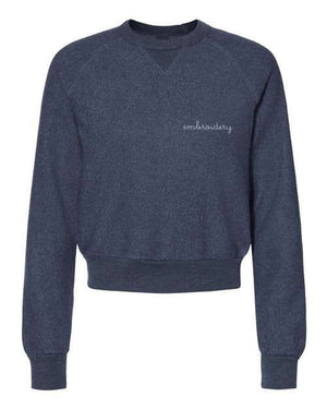 juju + stitch Personalized Custom Embroidered Sweatshirts & Hoodies Adult XS / Navy Ladies' Teddy Cropped Crewneck Sweatshirt