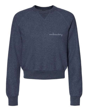 juju + stitch Personalized Custom Embroidered Sweatshirts & Hoodies Adult XS / Navy Ladies' Teddy Cropped Crewneck Sweatshirt