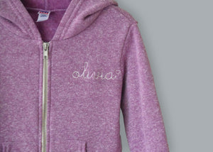 Adult Zip Fleece Hoodie (Unisex) juju + stitch  custom personalized script embroidered zip-up fleece sweatshirt