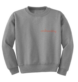 Big Kids Classic Crewneck Fleece Sweatshirt juju + stitch S (6-8) / Heather Gray custom personalized script embroidered crewneck fleece sweatshirt