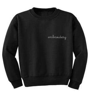 Big Kids Classic Crewneck Fleece Sweatshirt juju + stitch S (6-8) / Black custom personalized script embroidered crewneck fleece sweatshirt