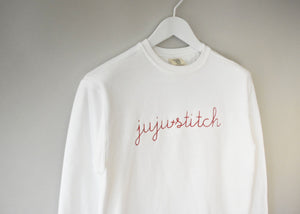Big Kids Vintagewash Crewneck Sweatshirt juju + stitch  custom personalized script embroidered vintage crewneck fleece sweatshirt