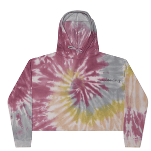 juju + stitch Personalized Custom Embroidered Sweatshirts & Hoodies Dusty Pink / Adult XS Ladies' Tie-Dye Cropped Fleece Hoodie