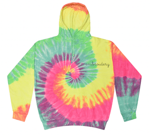 juju + stitch Personalized Custom Embroidered Sweatshirts & Hoodies KIDS 2-4 / Neon Mint Kids Tie-Dye Pullover Hooded Sweatshirt