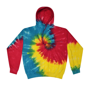 Kids Tie-Dye Pullover Hooded Sweatshirt juju + stitch KIDS 2-4 / Primary Rainbow custom personalized script embroidered tie dye hoodie