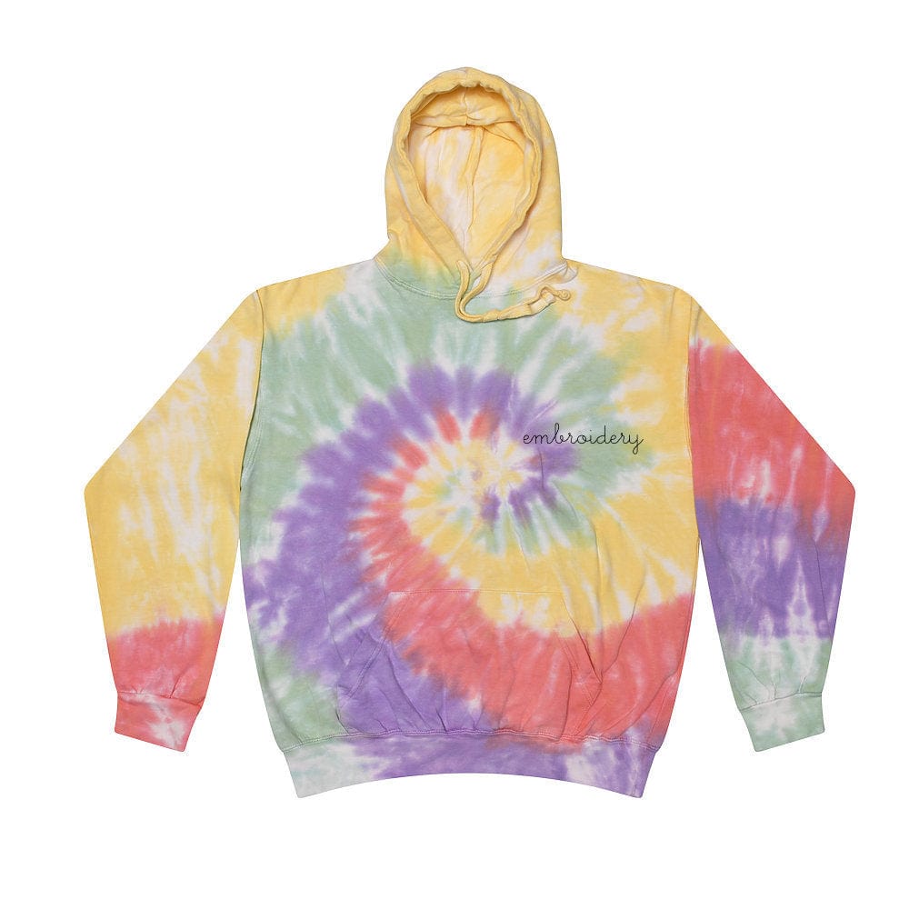 Kids Tie-Dye Pullover Hooded Sweatshirt Custom Embroidered