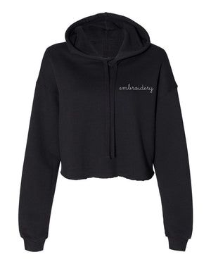 Ladies' Cropped Fleece Hoodie juju + stitch S / Black custom personalized script embroidered cropped fleece hoodie