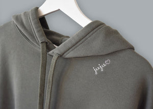 Ladies' Cropped Fleece Hoodie juju + stitch  custom personalized script embroidered cropped fleece hoodie