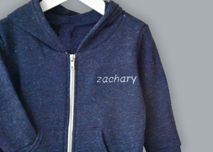 Little Kids Zip Fleece Hoodie juju + stitch  custom personalized script embroidered zip-up fleece hoodie