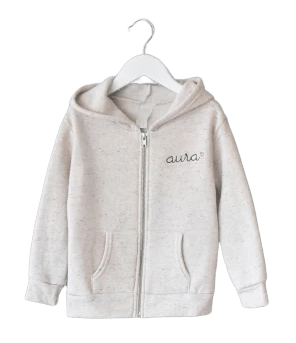 Personalized baby zip fleece hoodie with embroidered name in script font