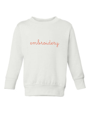 Little Kids Classic Crewneck Sweatshirt juju + stitch 5/6 / White custom personalized script embroidered kids crewneck fleece sweatshirt