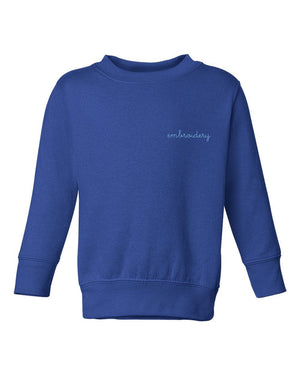 Little Kids Classic Crewneck Sweatshirt juju + stitch 2T / Blue custom personalized script embroidered kids crewneck fleece sweatshirt