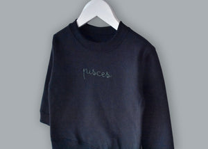 juju + stitch Personalized Custom Embroidered Sweatshirts & Hoodies S (6-8) / Black Big Kids Classic Crewneck Fleece Sweatshirt