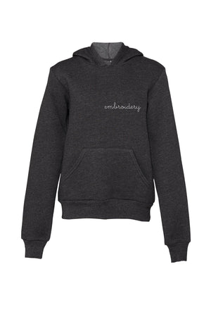 Big Kids Supersoft Hooded Sweatshirt juju + stitch S (6-8) / Charcoal custom personalized script embroidered pullover hoodie sweatshirt