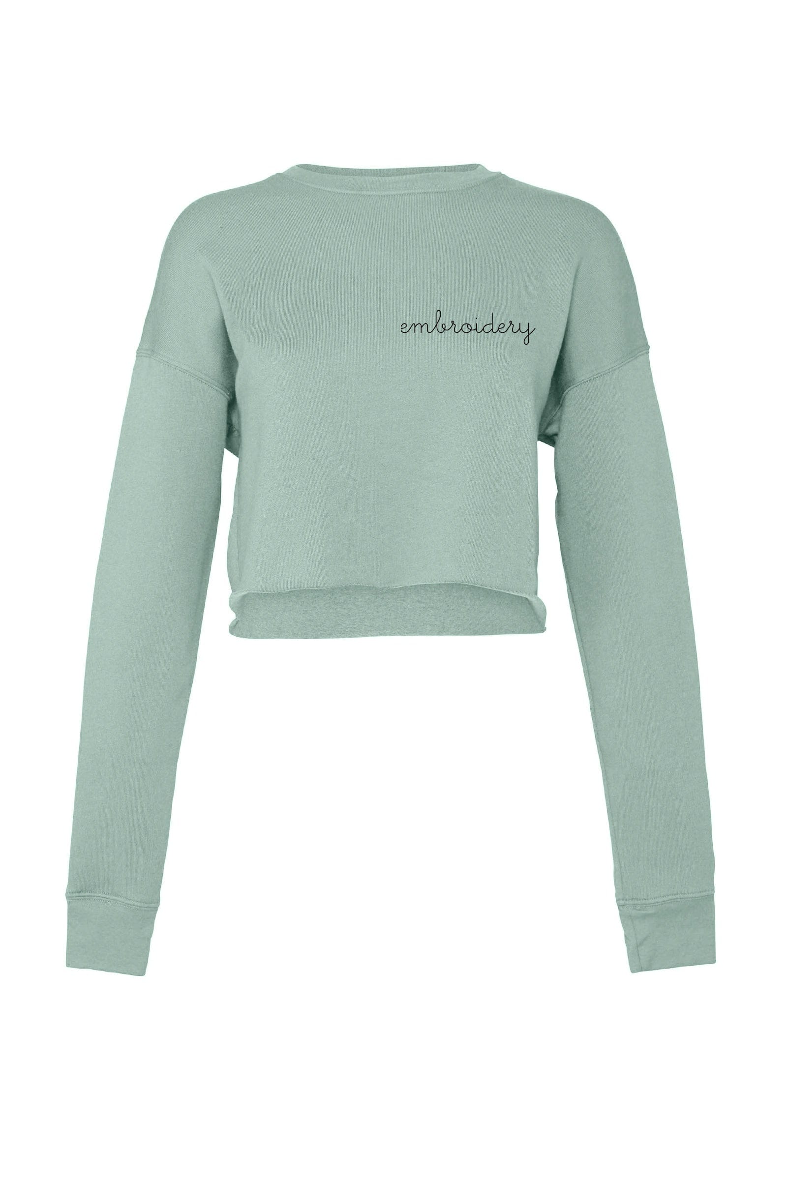 Ladies' Cropped Fleece Crewneck juju + stitch S / Black custom personalized script embroidered cropped sweatshirt