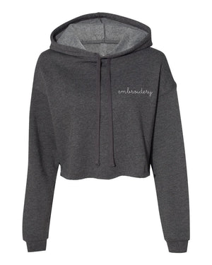 Ladies' Cropped Fleece Hoodie juju + stitch S / Heather Charcoal custom personalized script embroidered cropped fleece hoodie