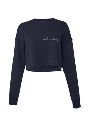 Ladies' Cropped Fleece Crewneck juju + stitch S / Navy custom personalized script embroidered cropped sweatshirt