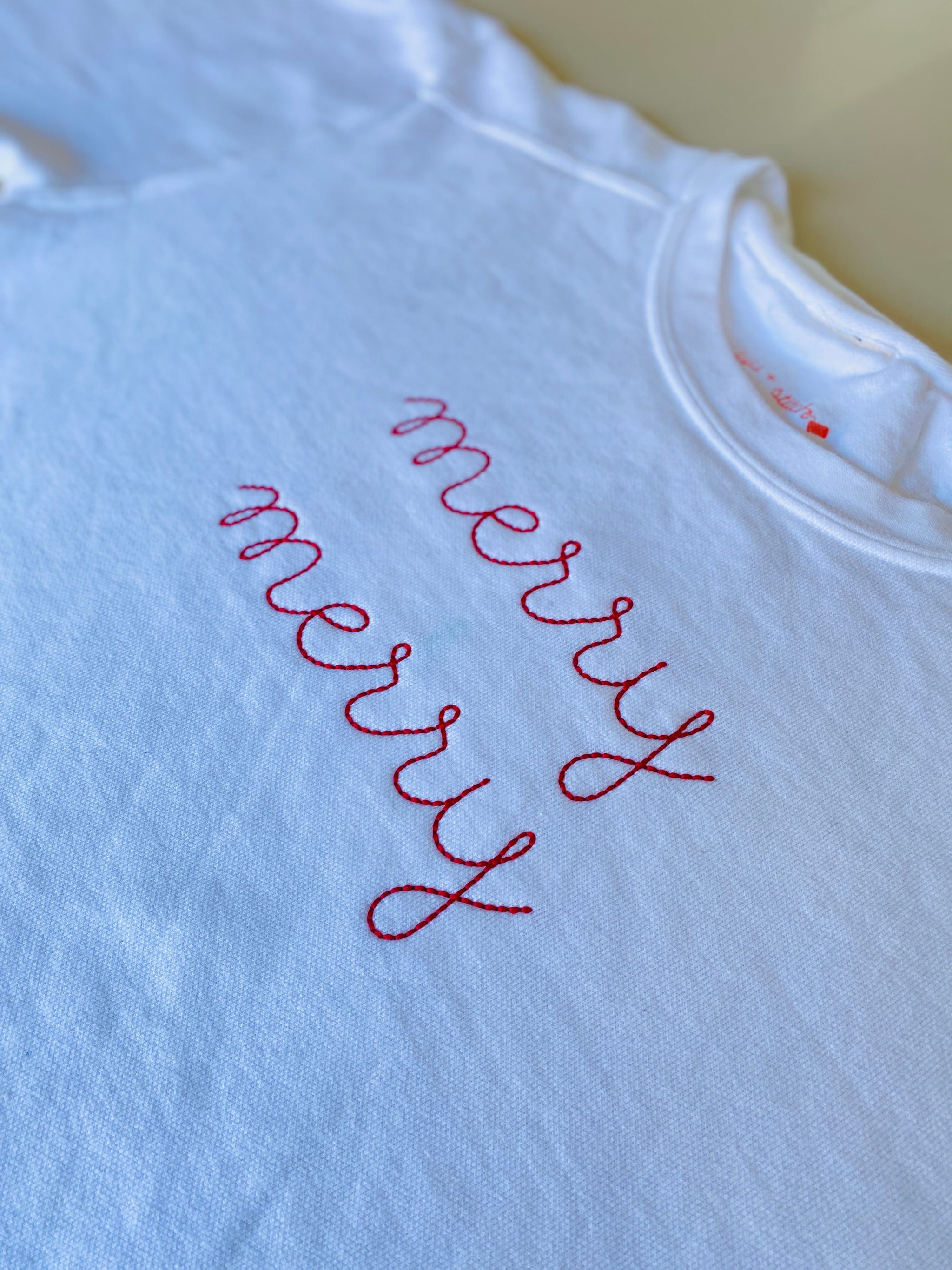 Merry merry holiday crewneck sweatshirt – pre-embroidered