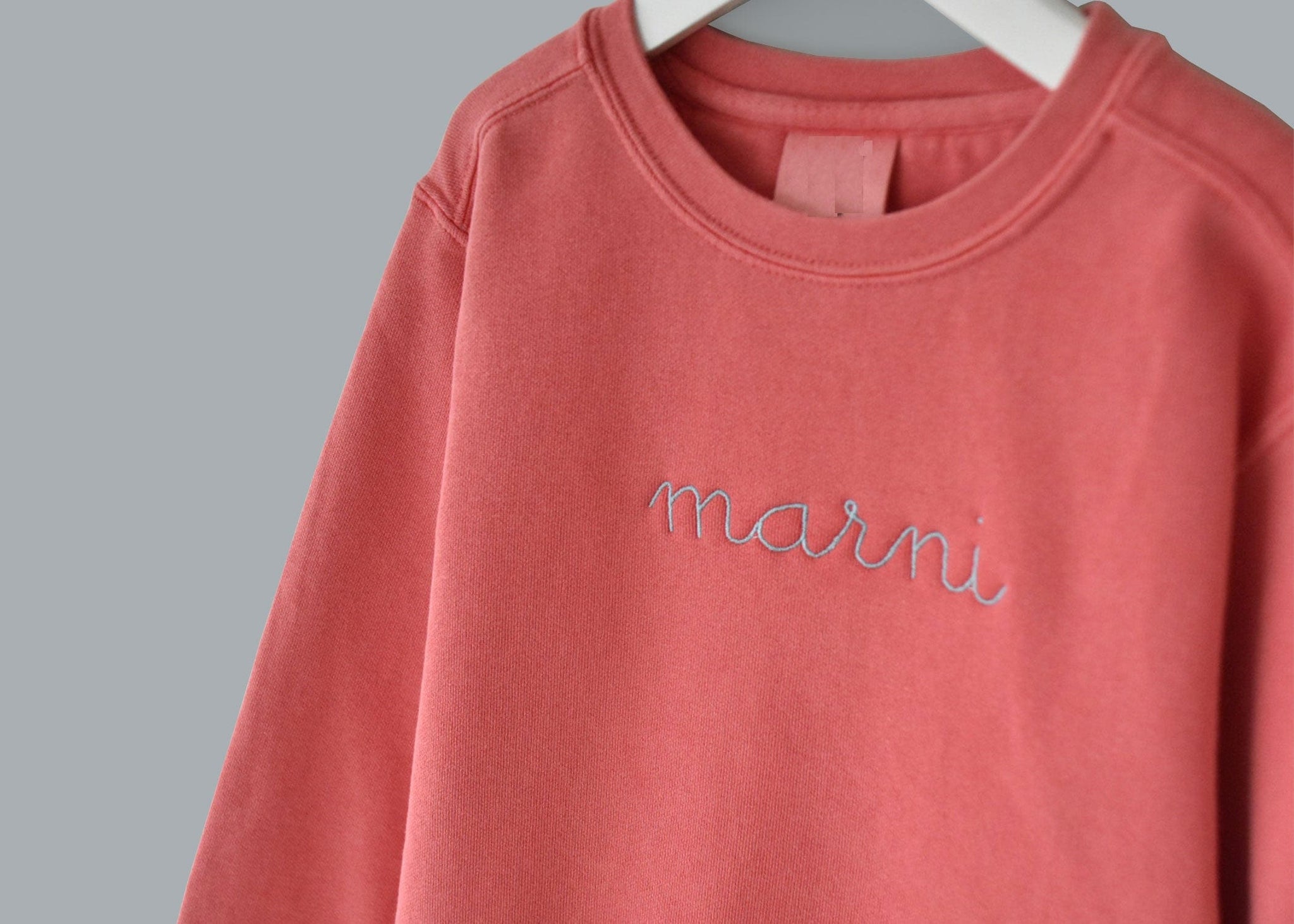 Big Kids Vintagewash Crewneck Sweatshirt juju + stitch XS (4-5) / Watermelon custom personalized script embroidered vintage crewneck fleece sweatshirt