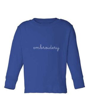 juju + stitch Personalized Custom Embroidered T-shirt 2T / Royal Blue Little Kids Solid Longsleeve T-shirt