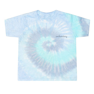 Little Kids Tie-Dye Shortsleeve T-shirt juju + stitch 2T / Spiral Aqua custom personalized script embroidered tie dye kids t-shirt