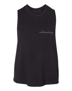 juju + stitch Personalized Custom Embroidered T-shirt Adult S / Black Ladies' Racerback Cropped Tank