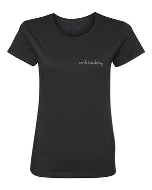 Ladies' Solid Shortsleeve T-Shirt (Semi-Fitted) juju + stitch Adult S / Black custom personalized script embroidered ladies' t-shirt