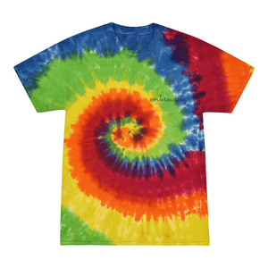 Adult Tie-Dye T-shirt (Unisex) juju + stitch Adult S / Bright Rainbow custom personalized script embroidered kids tie dye t-shirt