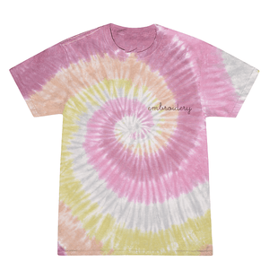 Adult Tie-Dye T-shirt (Unisex) juju + stitch Adult S / Dusty Pink custom personalized script embroidered kids tie dye t-shirt