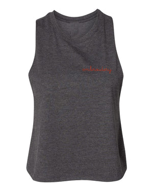 juju + stitch Personalized Custom Embroidered T-shirt Adult S / Heather Charcoal Ladies' Racerback Cropped Tank