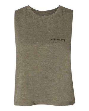 juju + stitch Personalized Custom Embroidered T-shirt Adult S / Olive Ladies' Racerback Cropped Tank