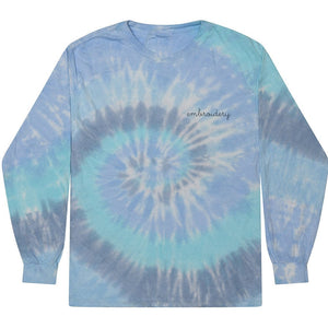 Adult Tie-Dye Longsleeve Shirt (Unisex) juju + stitch Adult S / Spiral Aqua custom personalized script embroidered tie dye longsleeve shirt