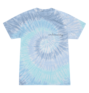 Adult Tie-Dye T-shirt (Unisex) juju + stitch Adult S / Spiral Aqua custom personalized script embroidered kids tie dye t-shirt