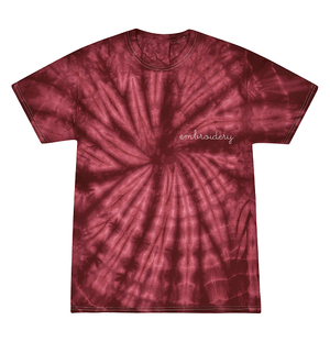 Adult Tie-Dye T-shirt (Unisex) juju + stitch Adult S / Spiral Maroon custom personalized script embroidered kids tie dye t-shirt