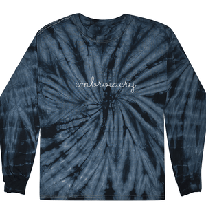Adult Tie-Dye Longsleeve Shirt (Unisex) juju + stitch Adult S / Spiral Navy custom personalized script embroidered tie dye longsleeve shirt