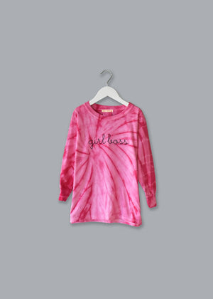 Adult Tie-Dye Longsleeve Shirt (Unisex) juju + stitch Adult S / Spiral Pink custom personalized script embroidered tie dye longsleeve shirt