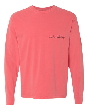 juju + stitch Personalized Custom Embroidered T-shirt Adult S / Vintage Coral Adult Vintagewash Longsleeve Shirt (Unisex)