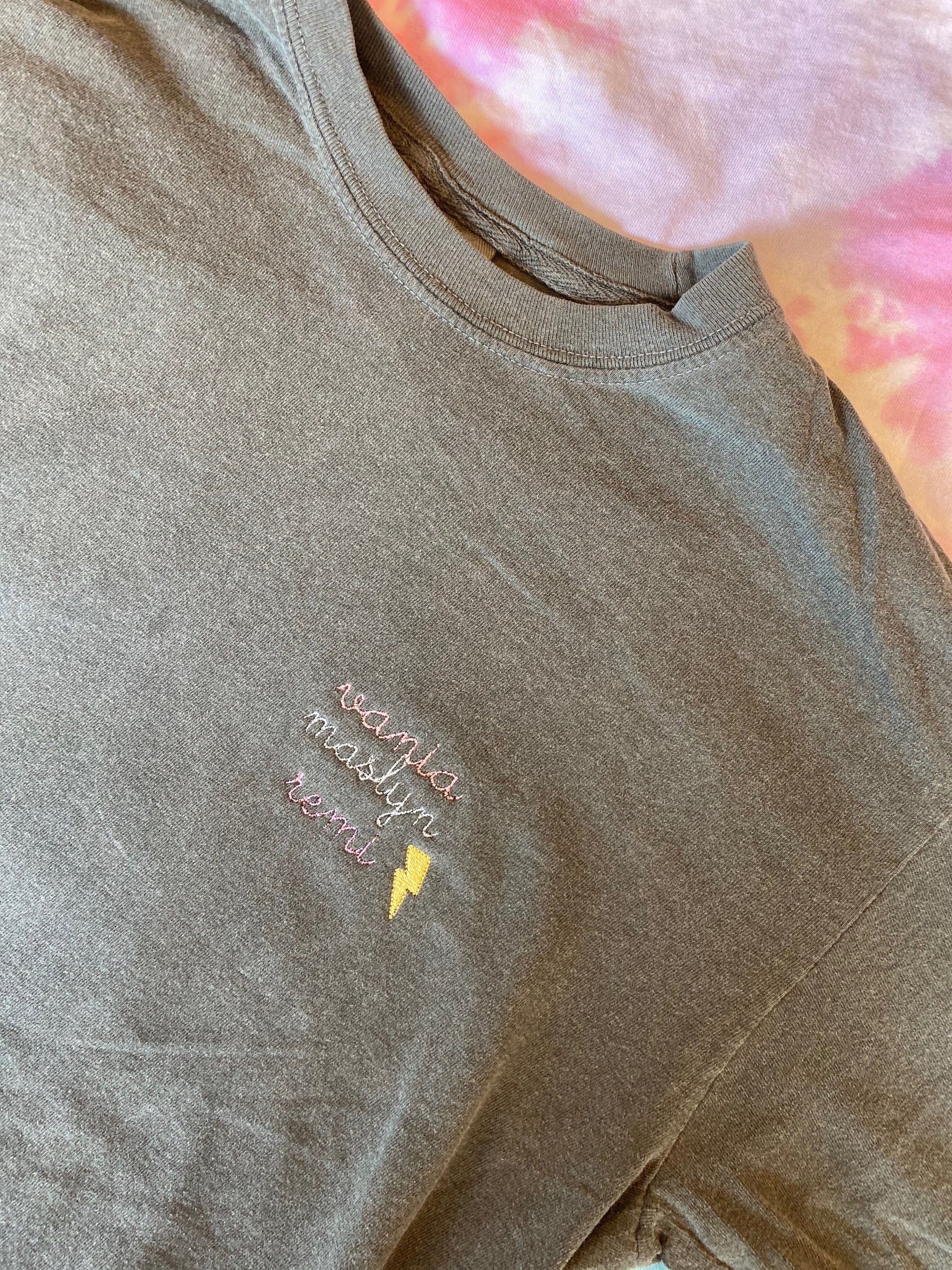 Gray vintagewash long sleeve shirt – personalized & custom embroidered