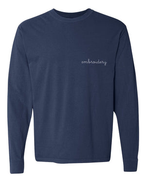 juju + stitch Personalized Custom Embroidered T-shirt Adult S / Vintage Navy Adult Vintagewash Longsleeve Shirt (Unisex)