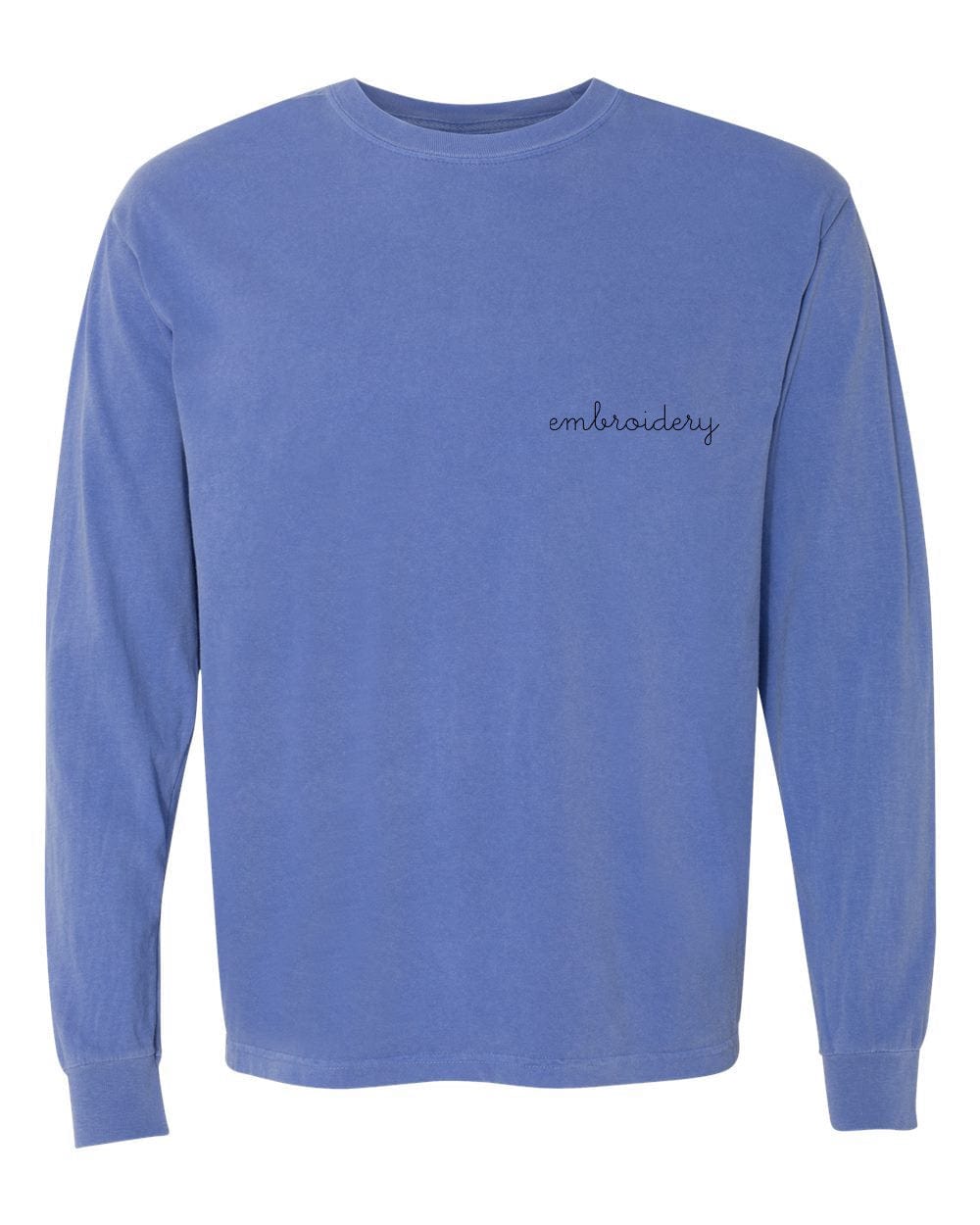 Custom embroidered cotton vintagewash long sleeve tee
