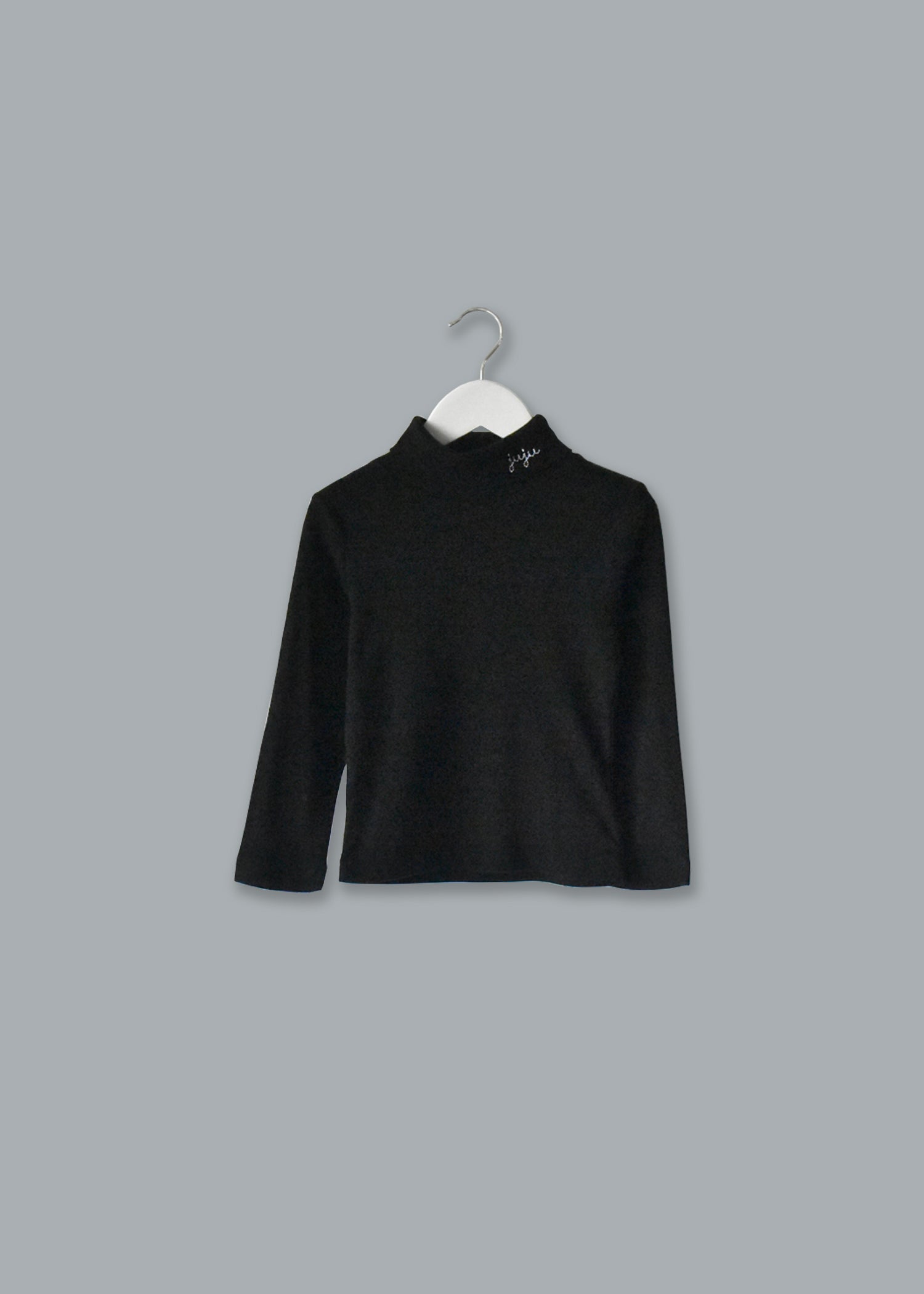 Turtleneck jumper with embroidered logo Girl, Black