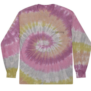 Kids Tie-Dye Longsleeve Shirt juju + stitch KIDS 2-4 / Dusty Pink custom personalized script embroidered tie dye kids longsleeve shirt