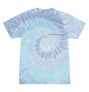 Kids Tie-Dye T-shirt juju + stitch KIDS 2-4 / Spiral Aqua custom personalized script embroidered tie dye kids t-shirt