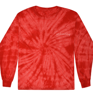 Kids Tie-Dye Longsleeve Shirt juju + stitch KIDS 2-4 / Spiral Red custom personalized script embroidered tie dye kids longsleeve shirt