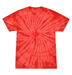 Kids Tie-Dye T-shirt juju + stitch KIDS 2-4 / Spiral Red custom personalized script embroidered tie dye kids t-shirt