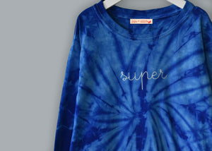 Kids Tie-Dye Longsleeve Shirt juju + stitch  custom personalized script embroidered tie dye kids longsleeve shirt