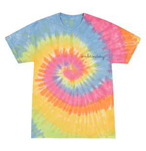 Kids Tie-Dye T-shirt juju + stitch  custom personalized script embroidered tie dye kids t-shirt