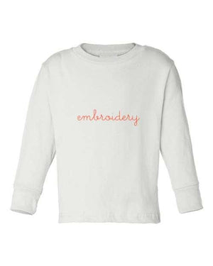 juju + stitch Personalized Custom Embroidered T-shirt S (6-8) / White Big Kids Solid Longsleeve T-shirt