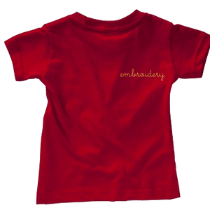 Big Kids Solid Shortsleeve T-shirt juju + stitch Youth S / Red custom personalized script embroidered kids t-shirt