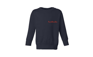 Little kid crewneck sweatshirt with embroidered heartbreaker text